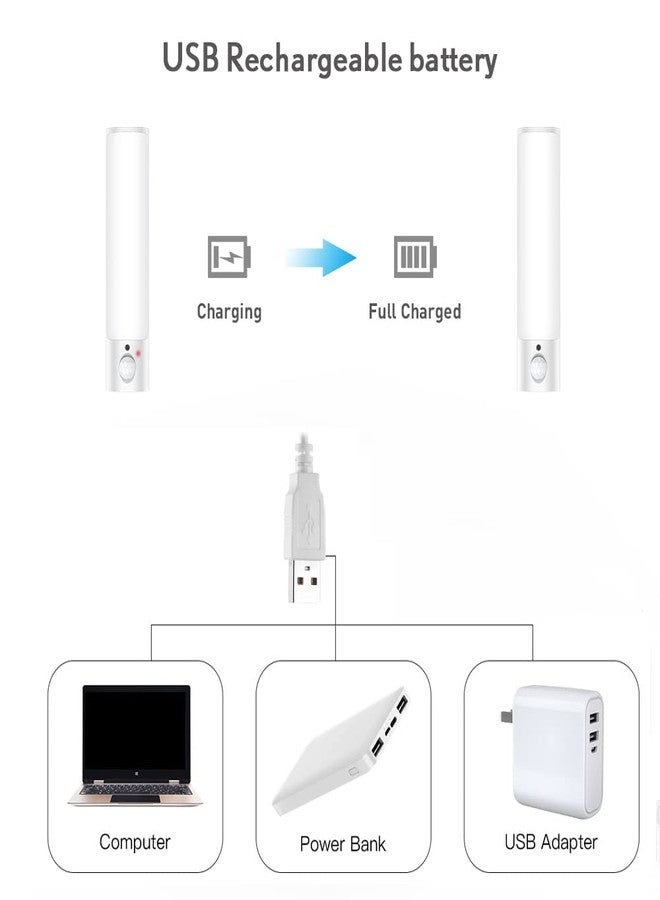 Hoteon Motion Sensor Light, USB Rechargeable Cabinet Night Light, ON/AUTO/Off Mode, Magnet Light for Wardrobe, Cupboard, Bedroom, Stairs, Kitchen, Hallway, White(1pcs) - Image 4